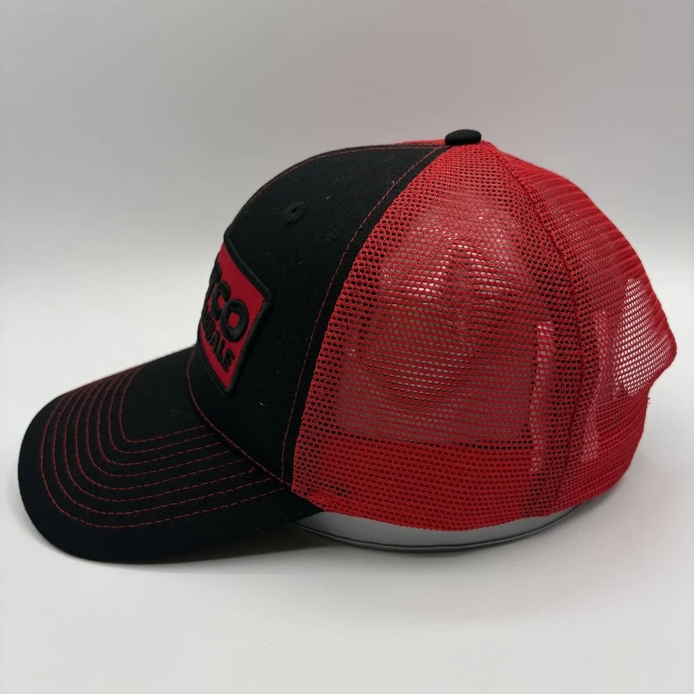 Costco Wholesale Hat BAMKO Trucker Snap Back One Size Mesh Black Red Cap Logo